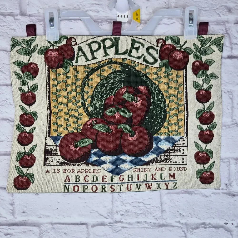 Vintage Fall Apple Tapestry Wall Hanging Cottagecore Farmhouse Country Decor 90s